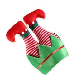 Christmas Upside Down Elf Striped Pants Hat