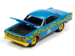 Johnny Lightning 1:64 Scale Street Freaks 2020 Release 4 Version B - 1967 Ford Fairlane Stock Car #25 Matt Rattlecan Bright Blue (Dirty Version) "Demo