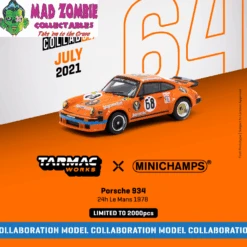 Tarmac Works X Minichamps Collab 64 1:64 Scale - Porsche 934, 24h Le Mans 1978 #68 (Limited To 2000 Pieces World Wide)