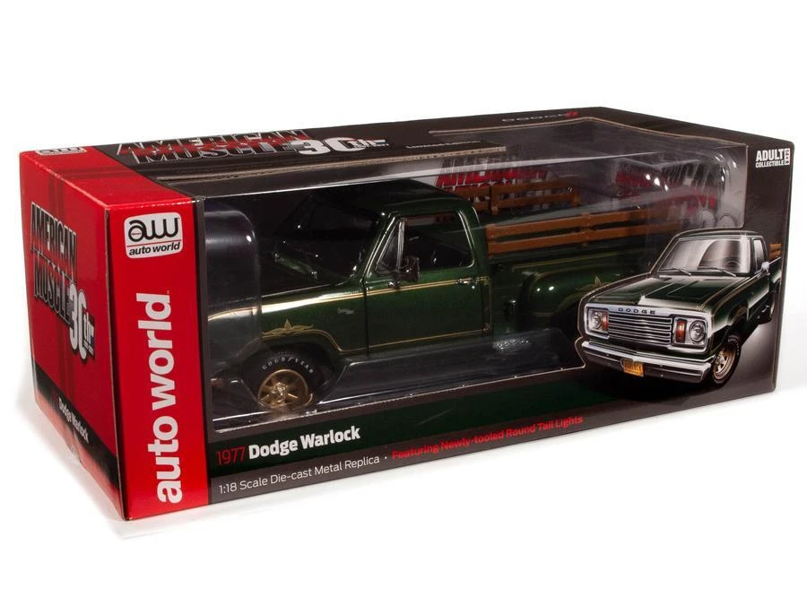 Auto World 1:18 Scale - 30TH Anniversary 1977 Dodge Warlock Step Side Truck Green - Image 9