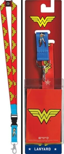 Wonder Woman Repeating WW Logo Lanyard With Logo Badge Holder