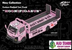 Micro Turbo 1/64 - Custom Flat Bed Tow Truck With Ken Block Hoonipigasus #43 Pink