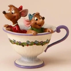 Enesco Jim Shore Disney Traditions - Cinderella - Jaq And Gus In Teacup - Tea For Two Statue