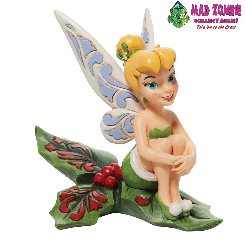 Enesco Jim Shore Disney Traditions - Peter Pan - Tinkerbell Sitting On Holly Statue