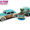 Auto World 1/24 Scale - Rat Fink 1966 VW Beetle With Tear Drop Trailer With Rat Fink Figure