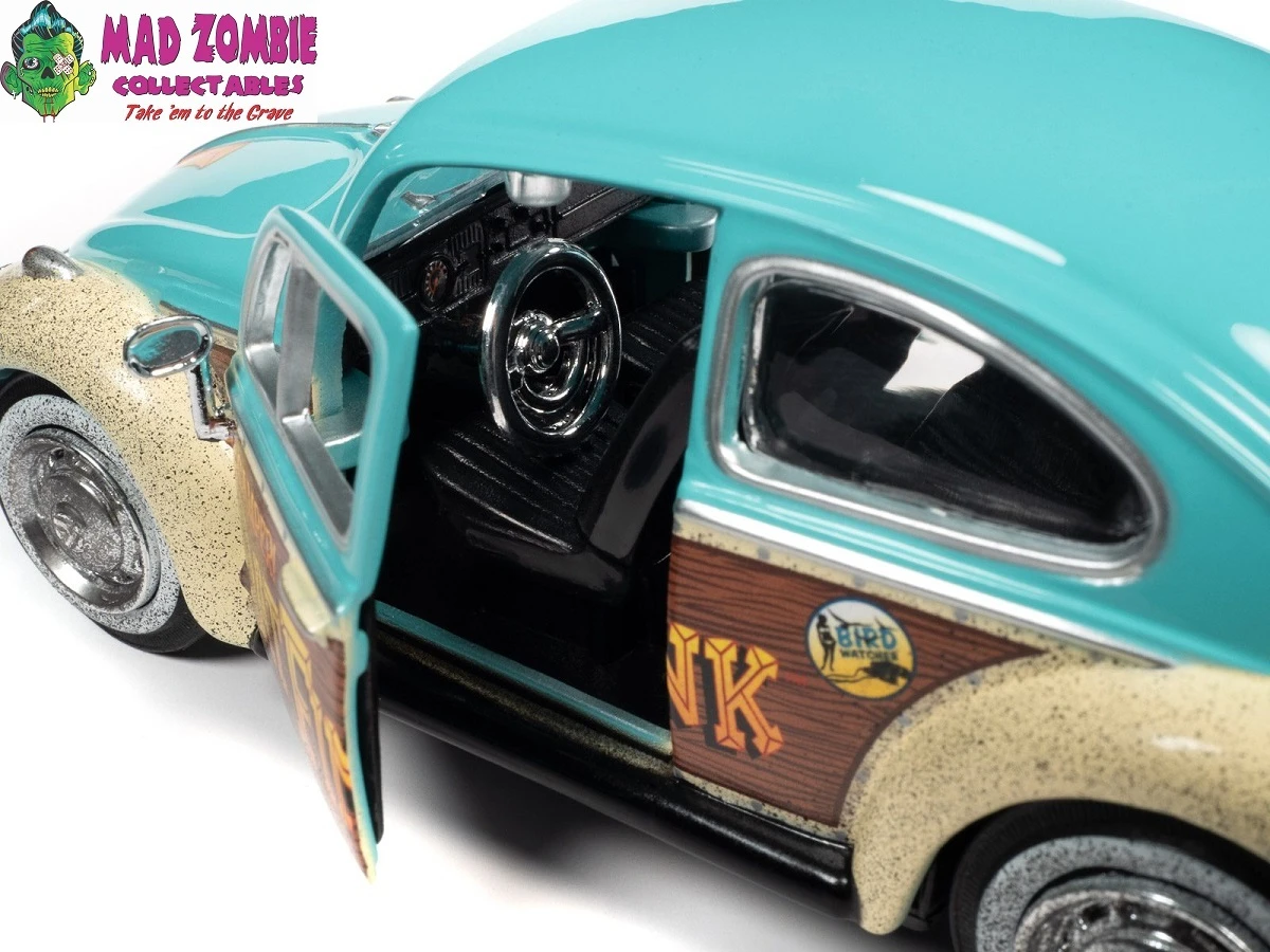 Auto World 1/24 Scale - Rat Fink 1966 VW Beetle With Tear Drop Trailer With Rat Fink Figure - Image 5