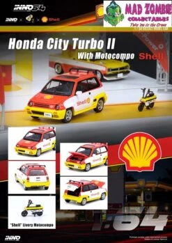 Inno 64 1:64 Scale Shell Special Edition - Honda City Turbo II "Shell" With "Shell" Motocompo