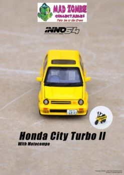 Inno 64 1:64 Scale - Honda City Turbo II Yellow With Motocompo